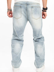 Men's Solid Street Loose Jeans