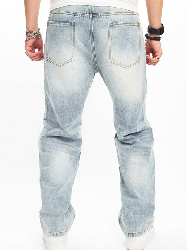 Men's Solid Street Loose Jeans