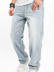 Men's Solid Street Loose Jeans