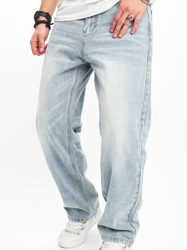 Men's Solid Street Loose Jeans