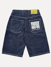 Men's Street Letter Denim Shorts