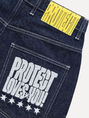 Men's Street Letter Denim Shorts