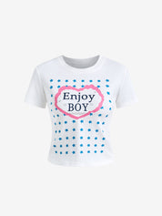 Flocked Print Short Sleeve