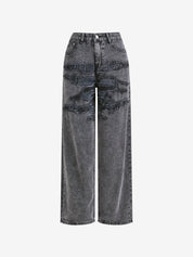 Printed straight jeans
