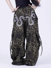 Snake Print Handsome Wide Leg Pants