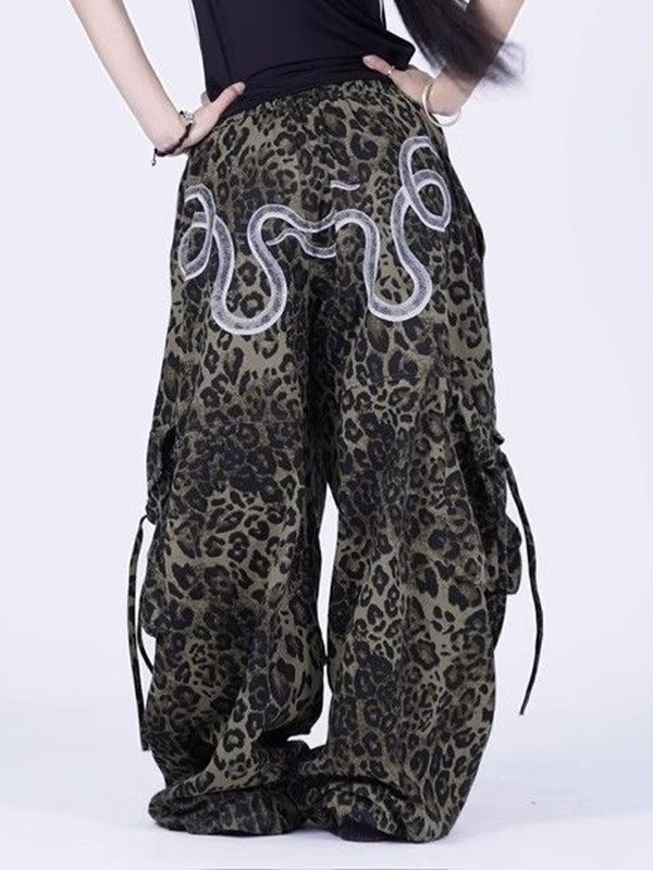 Snake Print Handsome Wide Leg Pants