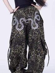 Snake Print Handsome Wide Leg Pants