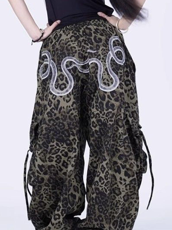 Snake Print Handsome Wide Leg Pants
