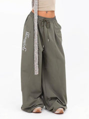 Printed Drawstring Parachute Pants