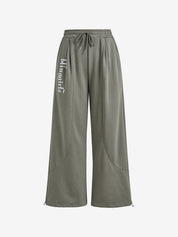 Printed Drawstring Parachute Pants
