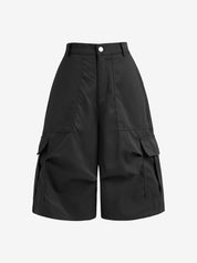 High Waist Parachute Cargo Shorts