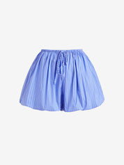 Retro Loose Vertical Stripes Elastic Waist Drawstring Shorts