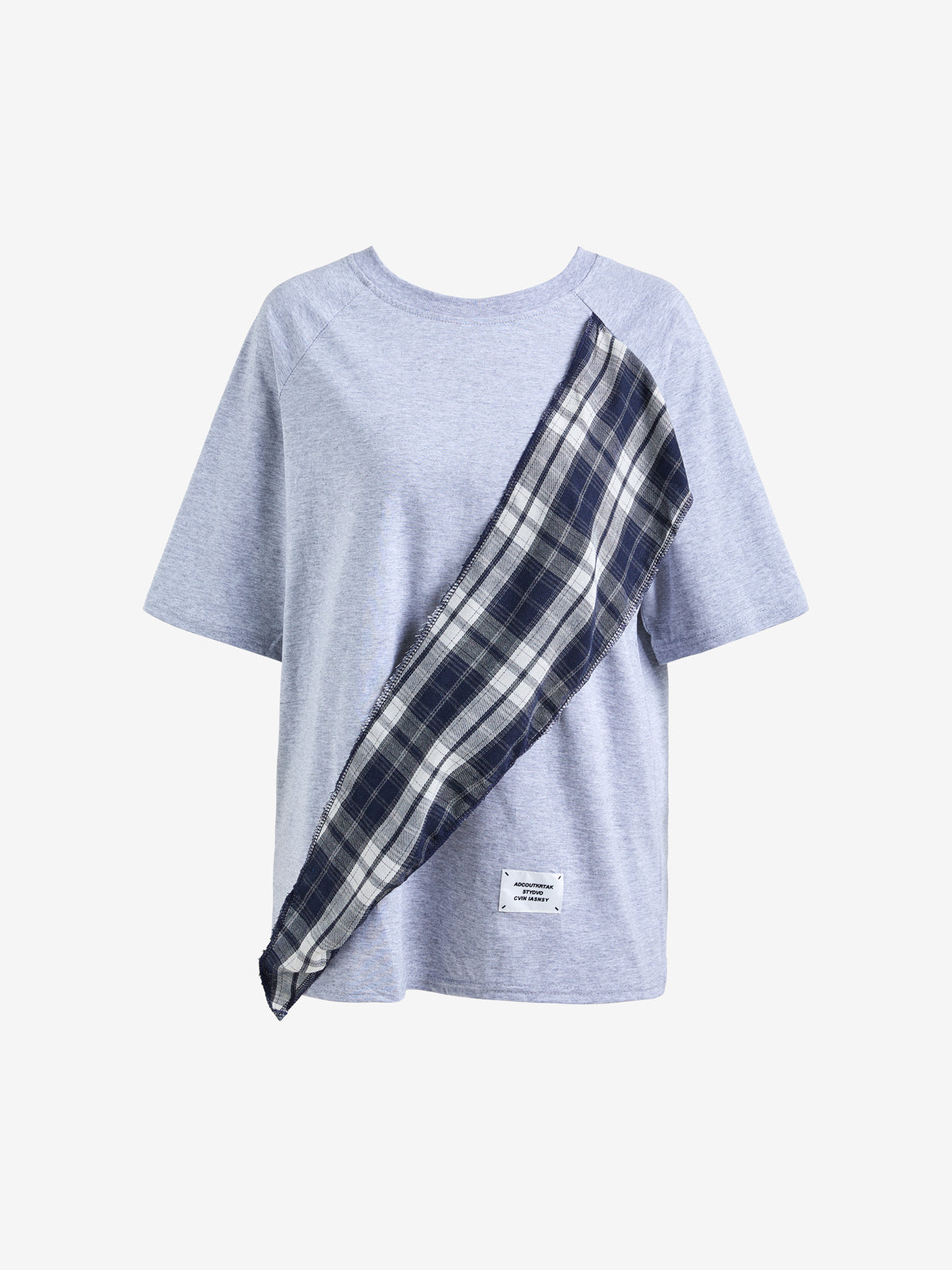 Bowknot Plaid Patchwork Short Sleeved Tee