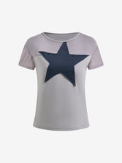 Vintage Stars Crew Neck Raglan Sleeve Tee