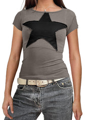 Vintage Stars Crew Neck Raglan Sleeve Tee