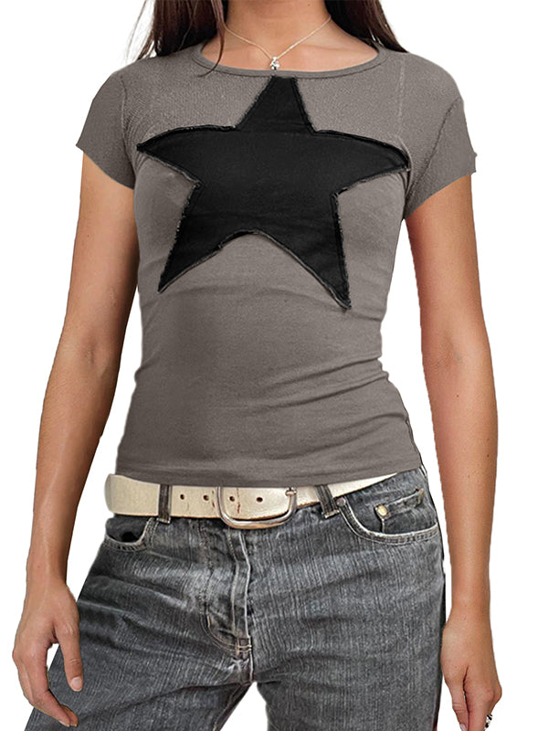 Vintage Stars Crew Neck Raglan Sleeve Tee