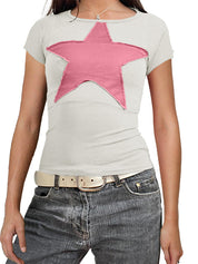 Vintage Stars Crew Neck Raglan Sleeve Tee