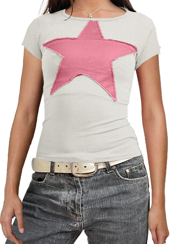 Vintage Stars Crew Neck Raglan Sleeve Tee