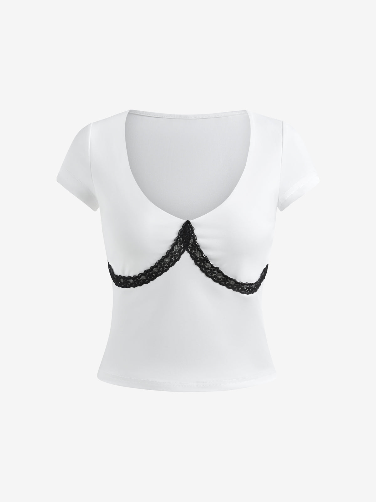 Black And White Lace Contrast Tee