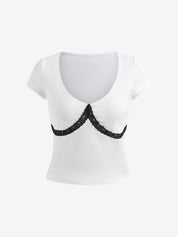 Black And White Lace Contrast Tee
