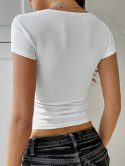 Black And White Lace Contrast Tee