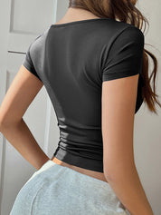 Black And White Lace Contrast Tee