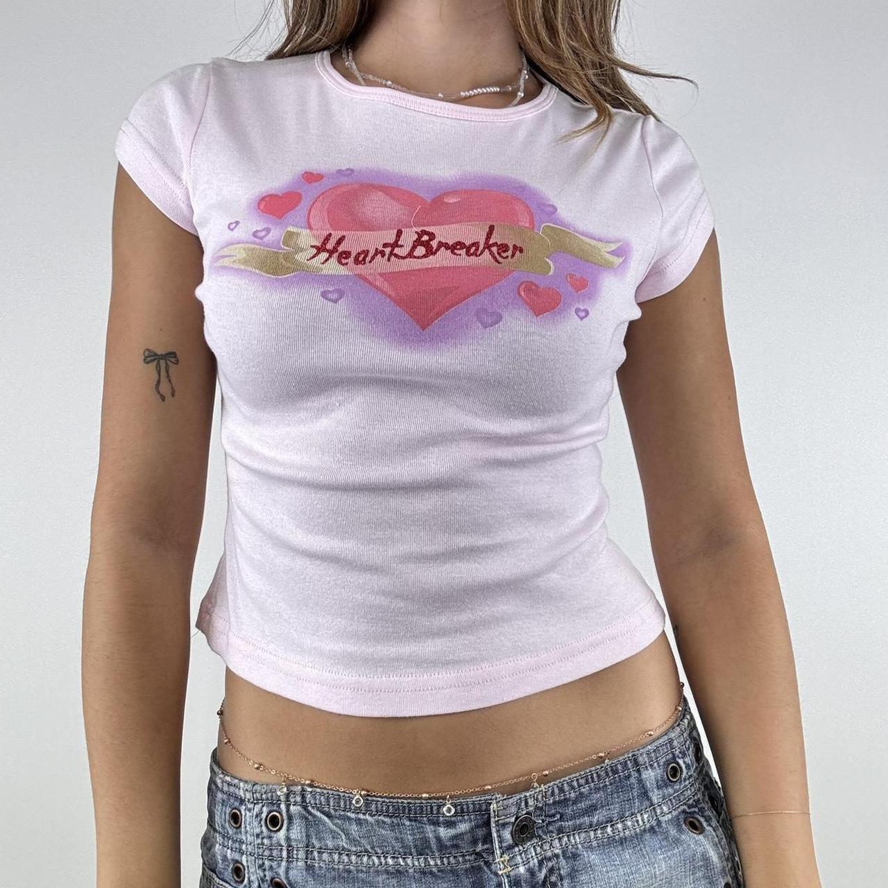 Love Heart Print Slim Short Sleeve Tee
