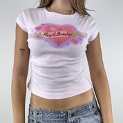 Love Heart Print Slim Short Sleeve Tee