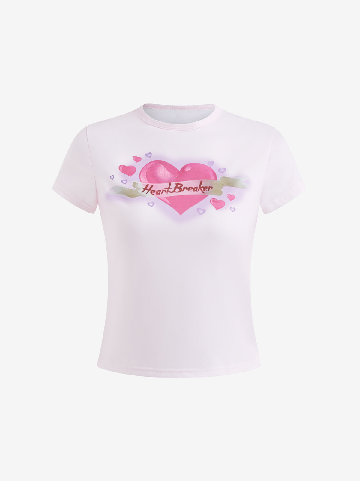 Love Heart Print Slim Short Sleeve Tee