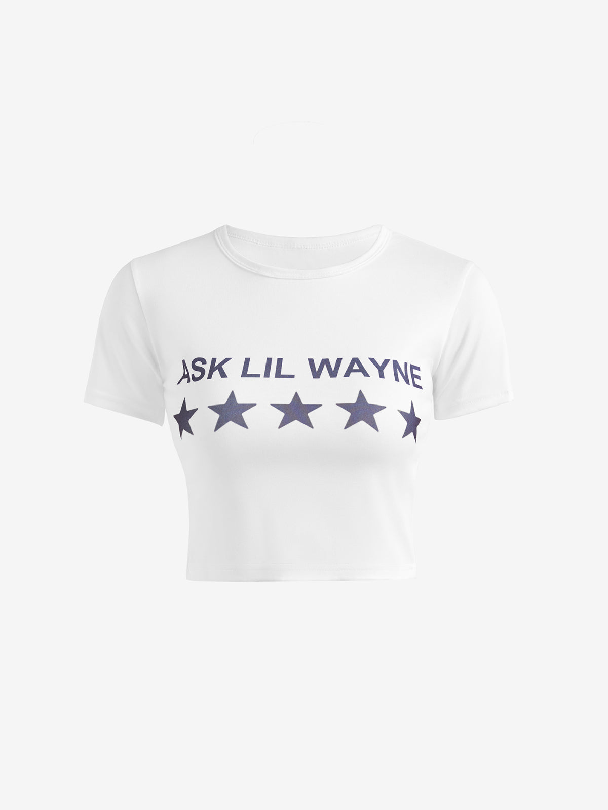 Letter Print Slim Short Belly Exposed Tee