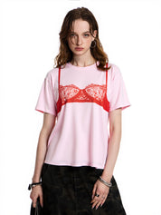 Bra Print Short Sleeved Tee