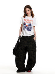 Flower Print Retro All Match Loose Tee