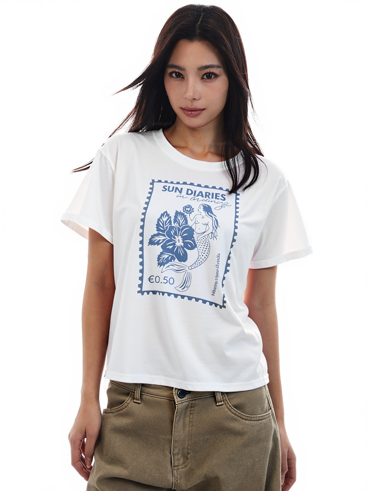 Flower Print Retro All Match Loose Tee