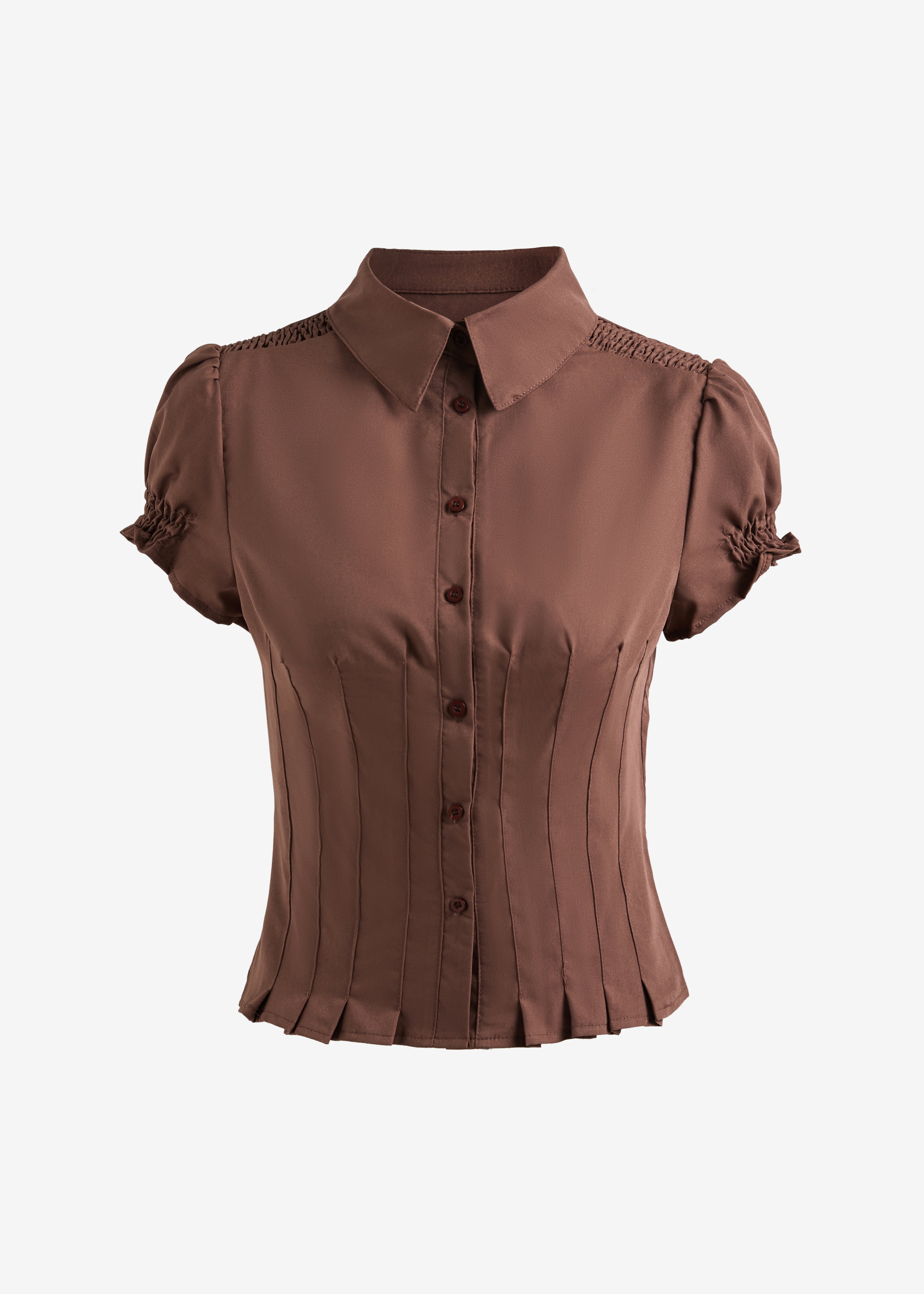 Lapel Puff Sleeve Short Sleeve Shirt