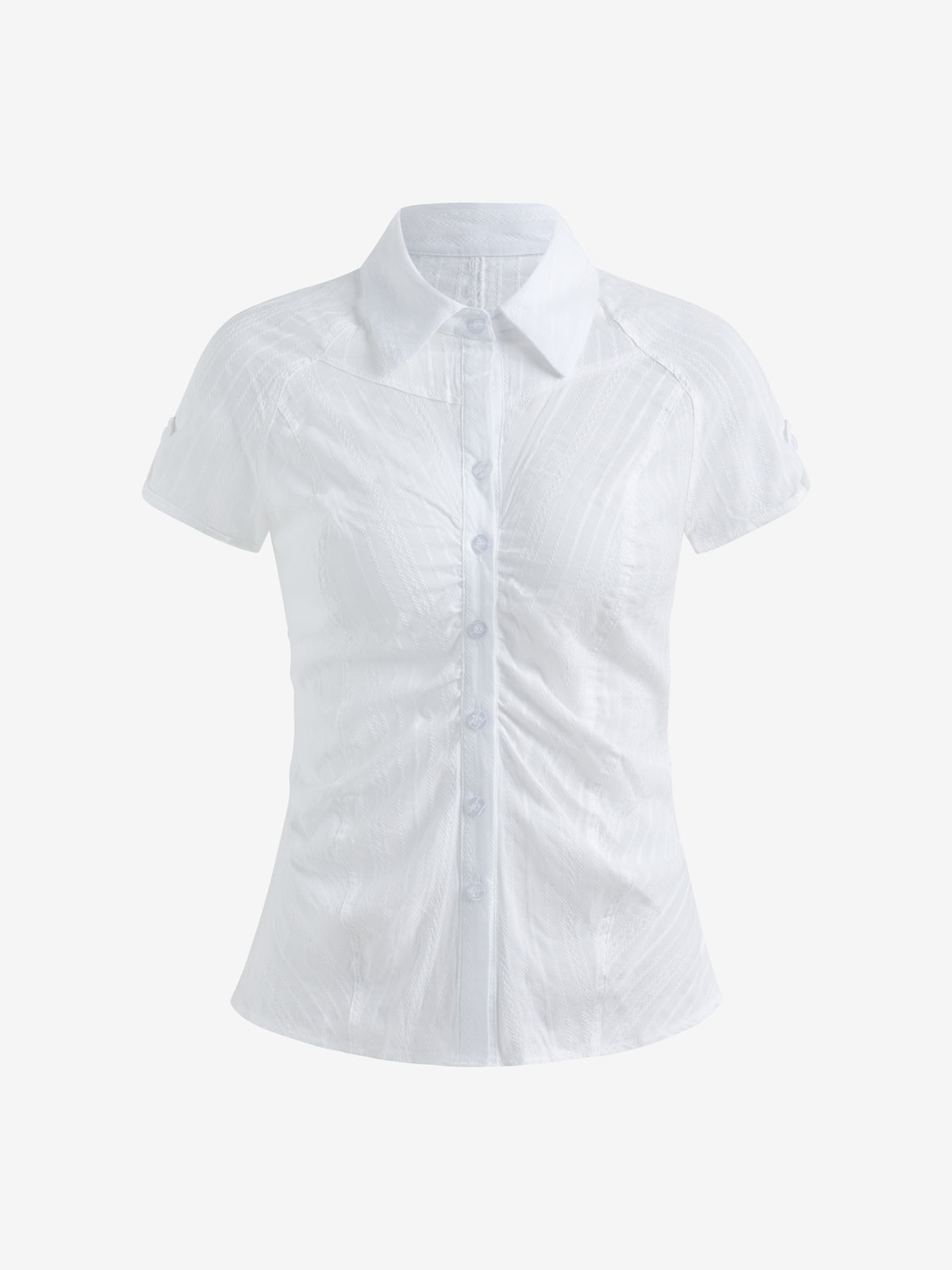 Slim Fit Button Down Cardigan Solid Color Short Sleeve Shirt