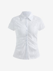 Slim Fit Button Down Cardigan Solid Color Short Sleeve Shirt