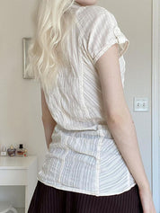 Slim Fit Button Down Cardigan Solid Color Short Sleeve Shirt