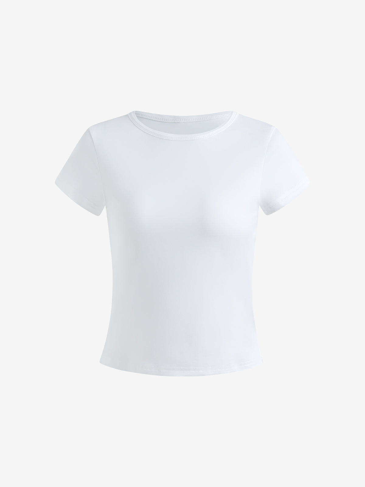 Solid Color Round Neck Short Sleeve Tee