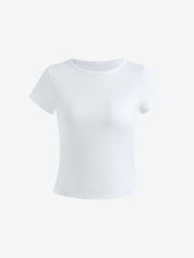 Solid Color Round Neck Short Sleeve Tee