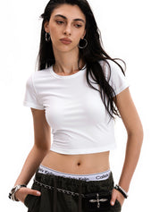Solid Color Round Neck Short Sleeve Tee