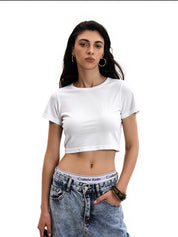 Solid Color Round Neck Short Sleeve Tee