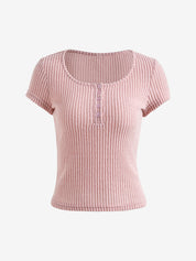 Slim Fit Wide Ribbed Short Sleeve Tee