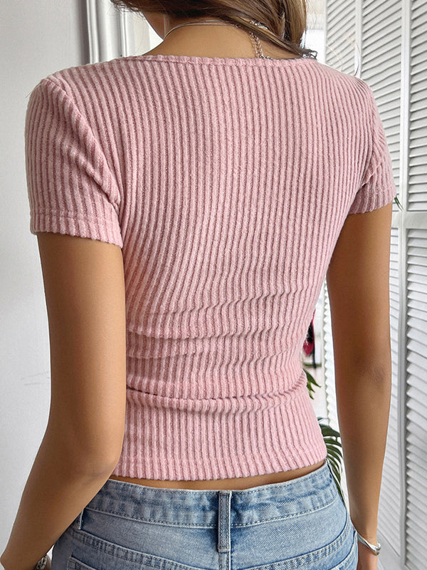 Slim Fit Wide Ribbed Short Sleeve Tee