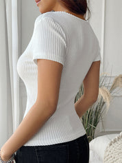 Slim Fit Wide Ribbed Short Sleeve Tee