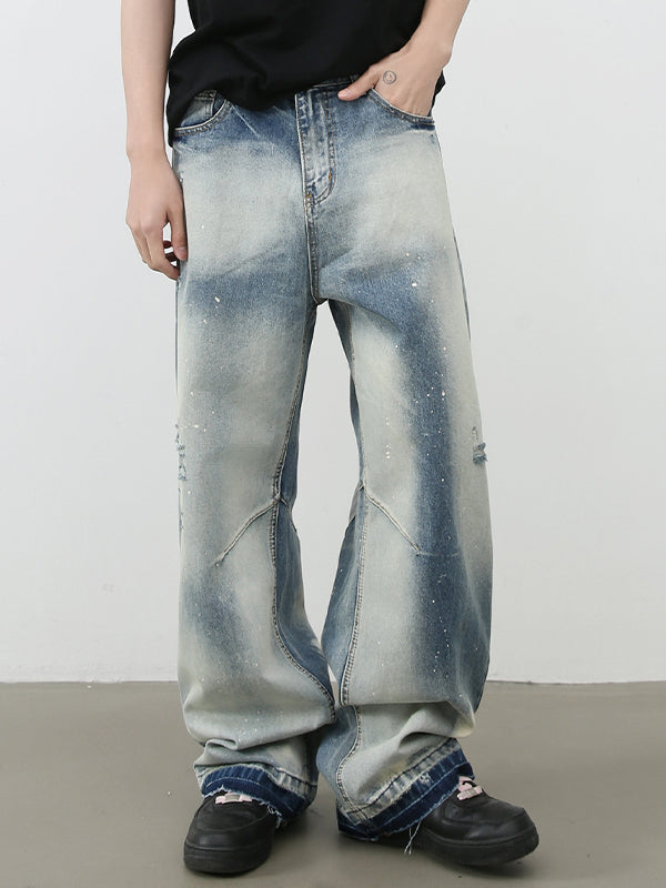 American Style Ripped Raw Edge Jeans
