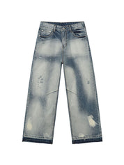 American Style Ripped Raw Edge Jeans