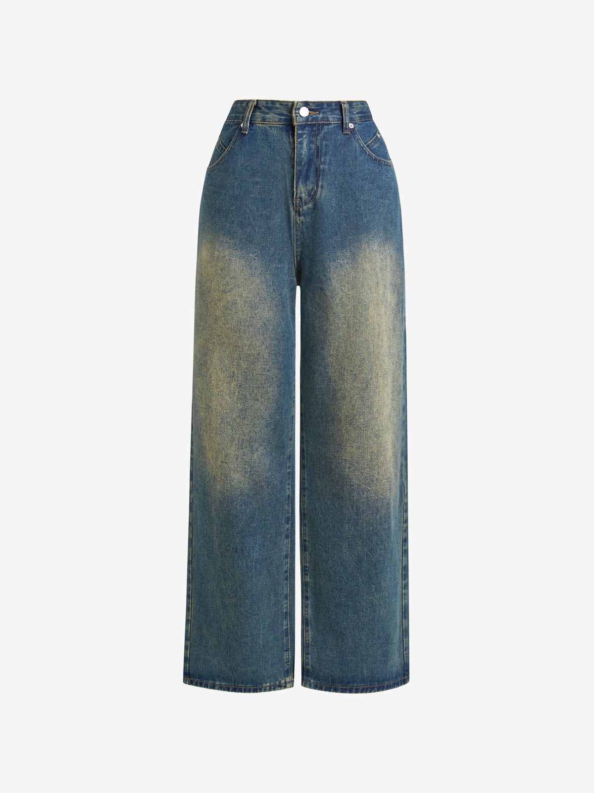 Men's American Retro Green Washed Denim Jeans