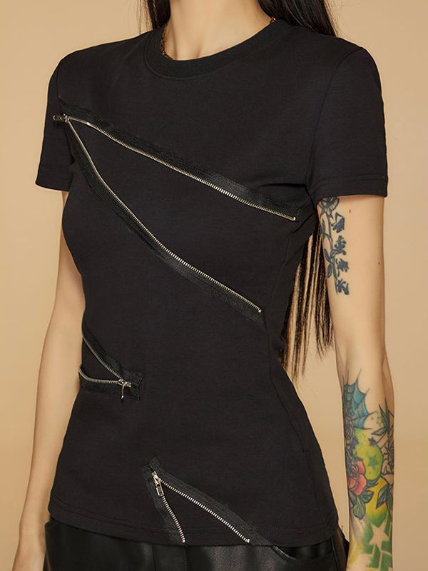 Black Grey Shoulders Short Sleeve