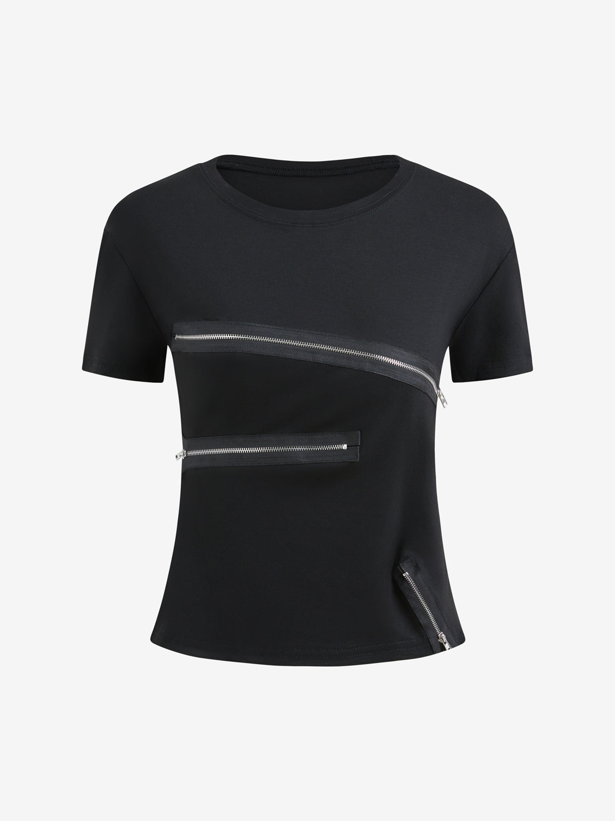 Black Grey Shoulders Short Sleeve
