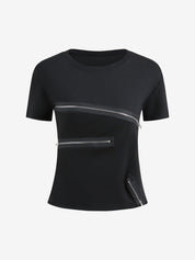 Black Grey Shoulders Short Sleeve
